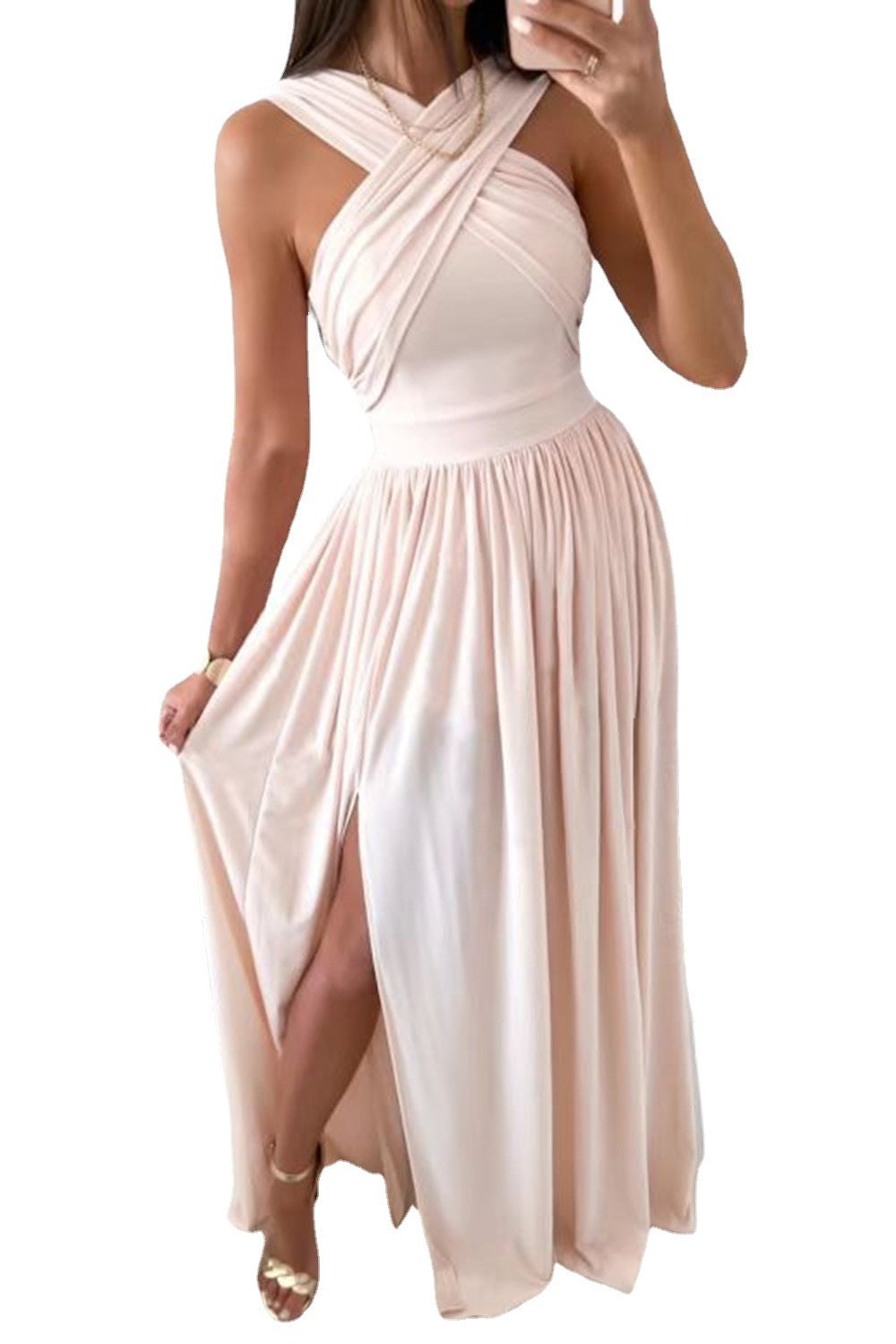 Sleeveless Neck Hanging Back Dress for women