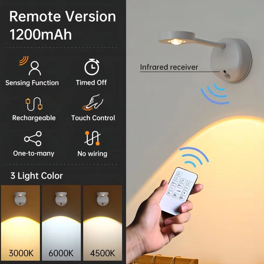 Rechargeable Spotlight No Wiring No Punching No Installation Wireless Home Background Wall Mural Light Smart Led Wall Light