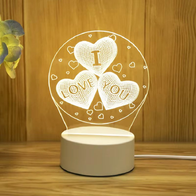 Romantic Love 3D Acrylic Led Lamp for Home 