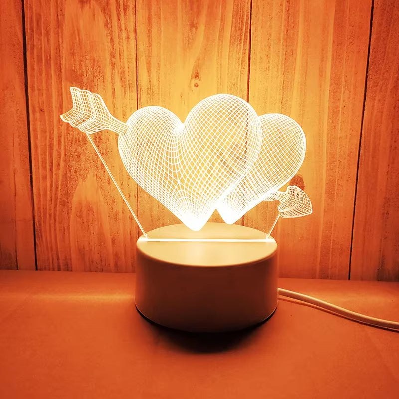 Romantic Love 3D Acrylic Led Lamp for Home 