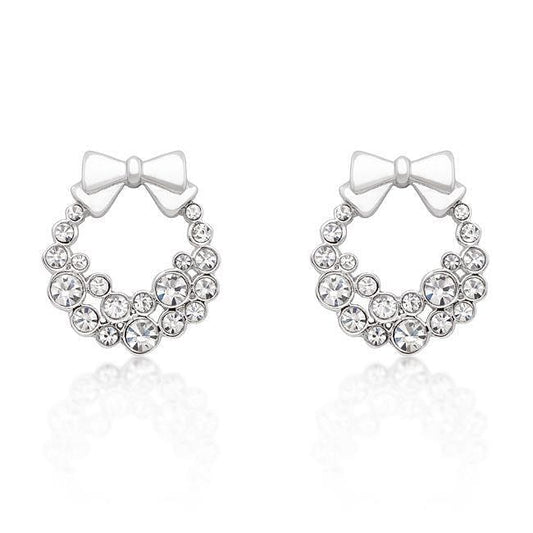 Holiday Wreath Clear Crystal Earrings