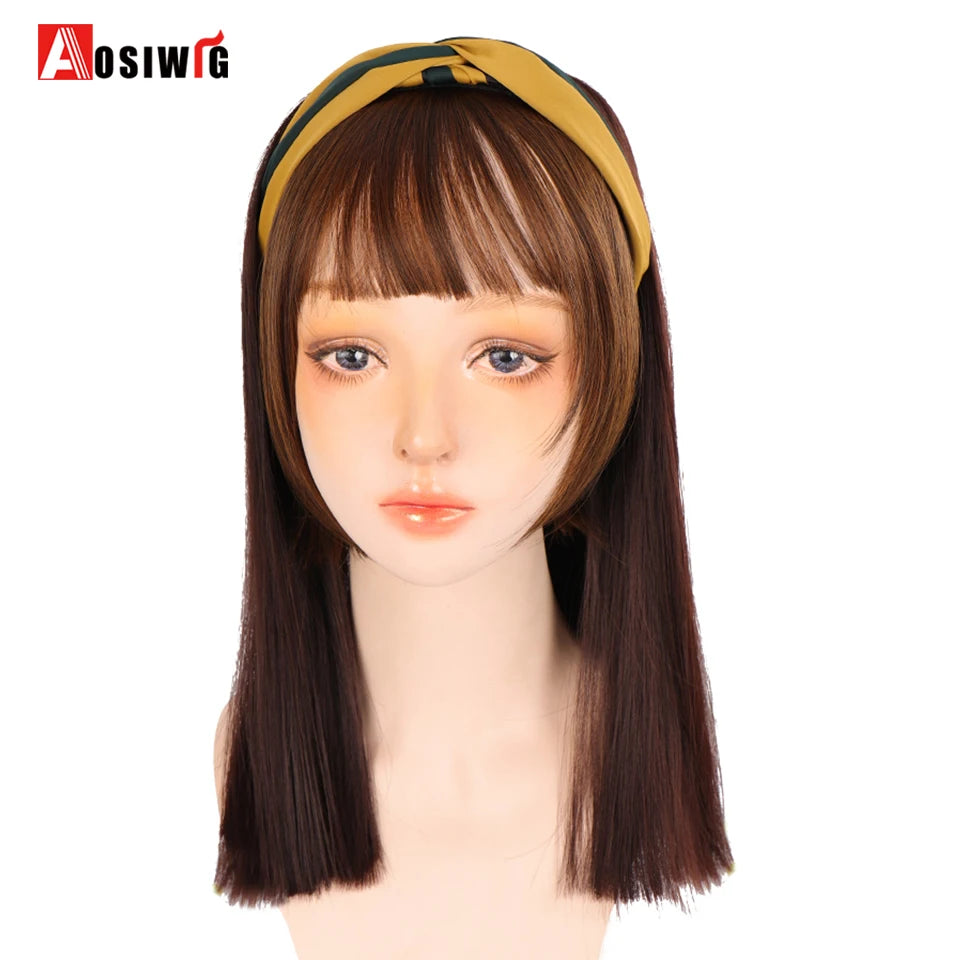 AOSIWIG Synthetic Long Curly Half Head Style Wig Heat Resistant Hair