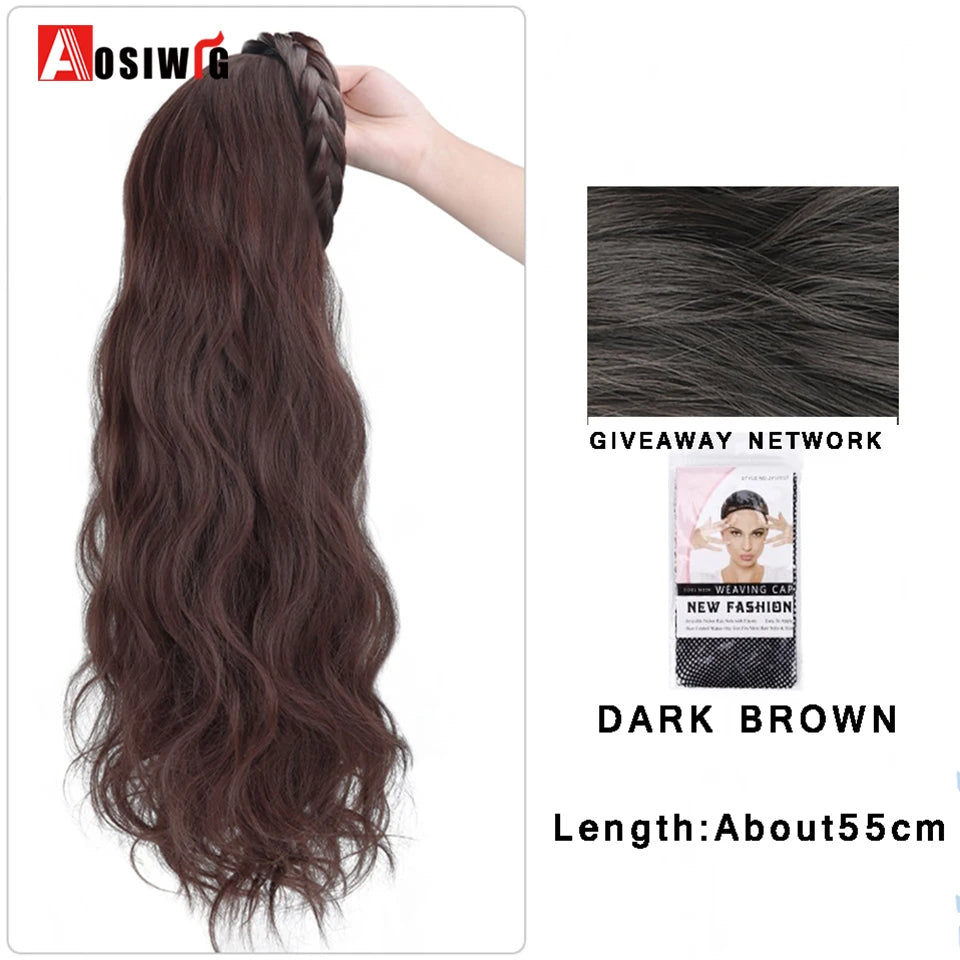 AOSIWIG Synthetic Long Curly Half Head Style Wig Heat Resistant Hair