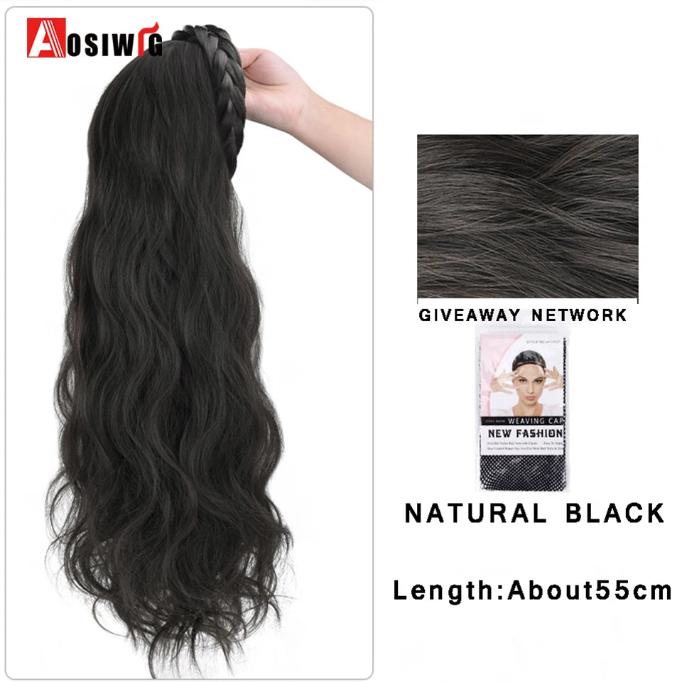 AOSIWIG Synthetic Long Curly Half Head Style Wig Heat Resistant Hair