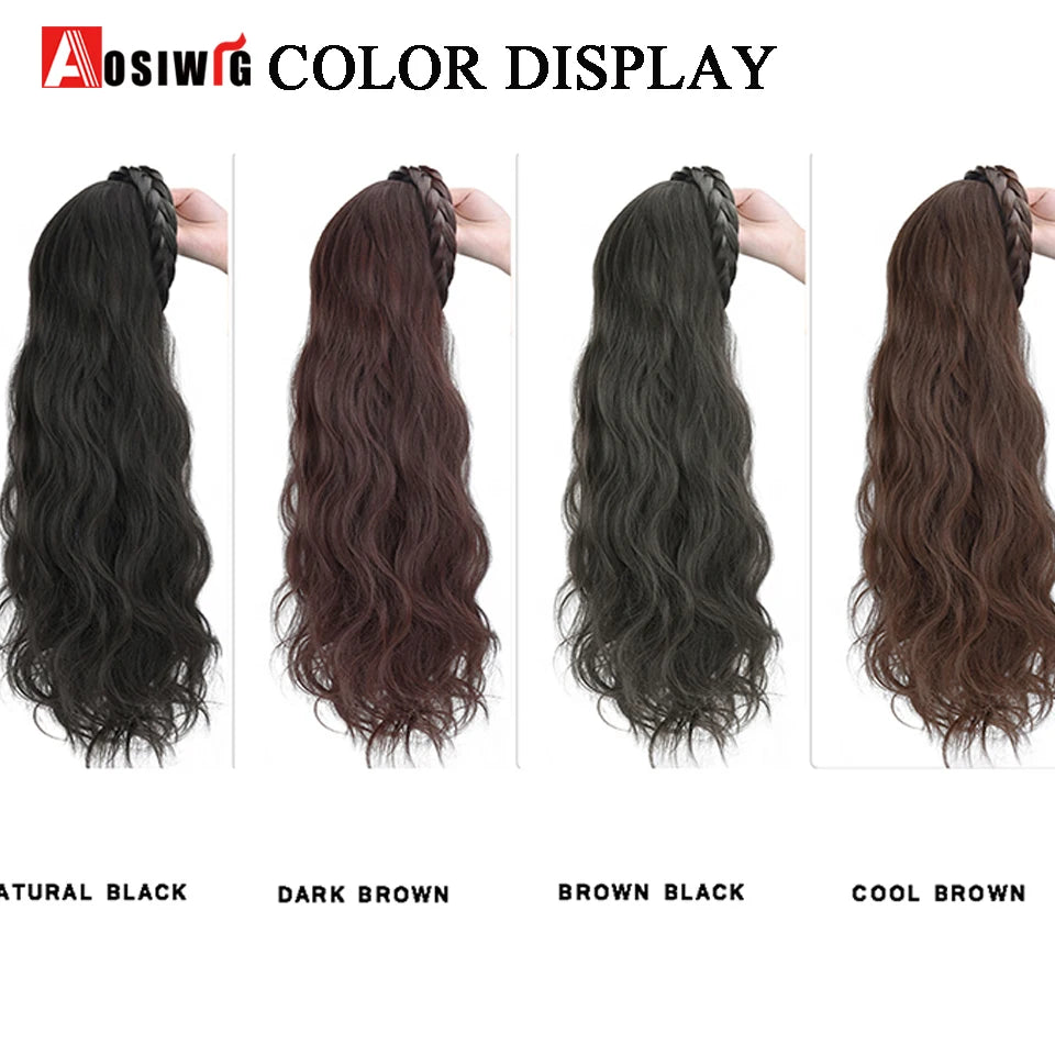 AOSIWIG Synthetic Long Curly Half Head Style Wig Heat Resistant Hair