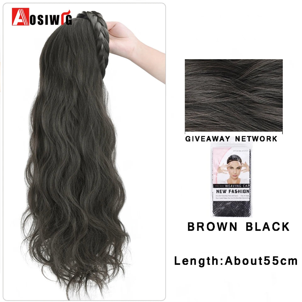 AOSIWIG Synthetic Long Curly Half Head Style Wig Heat Resistant Hair