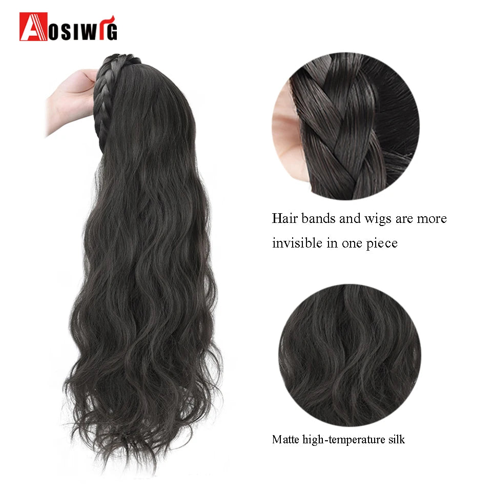 AOSIWIG Synthetic Long Curly Half Head Style Wig Heat Resistant Hair