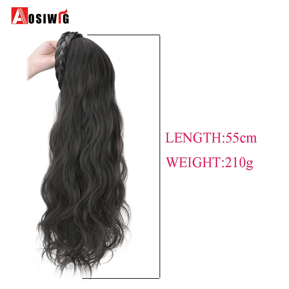 AOSIWIG Synthetic Long Curly Half Head Style Wig Heat Resistant Hair