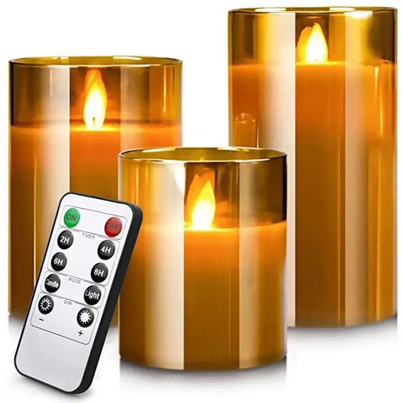 LED Lights for Home Electronic Candle LED Candle Decoration LED Glass Candle Full Set Remote Control Timer