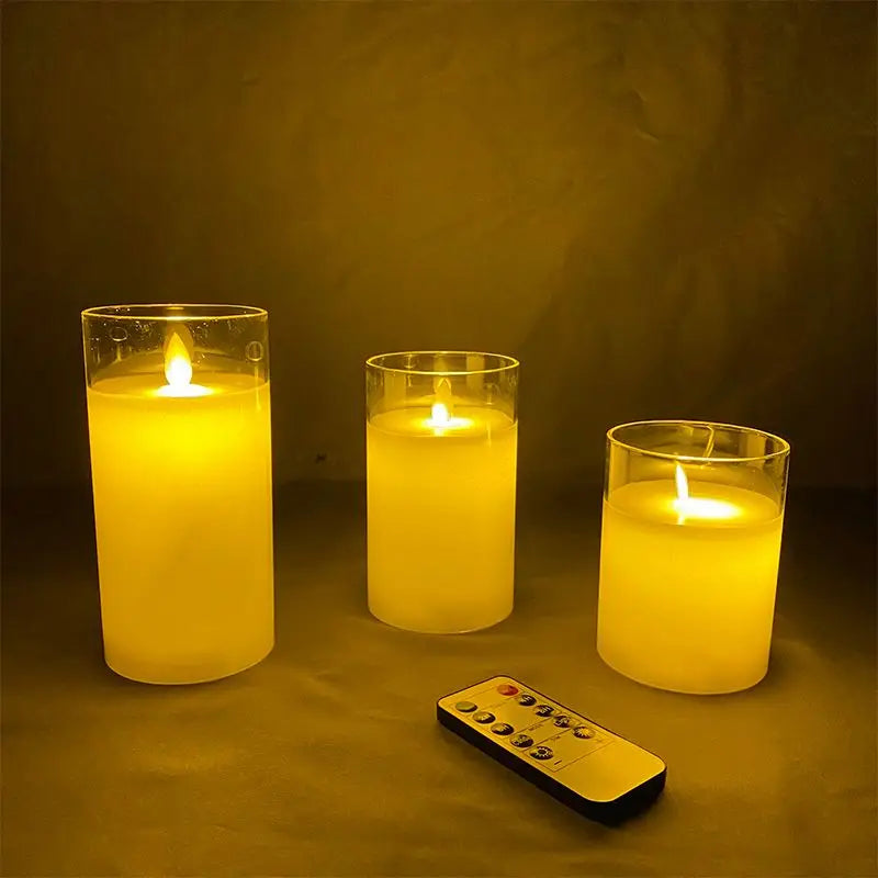 LED Lights for Home Electronic Candle LED Candle Decoration LED Glass Candle Full Set Remote Control Timer