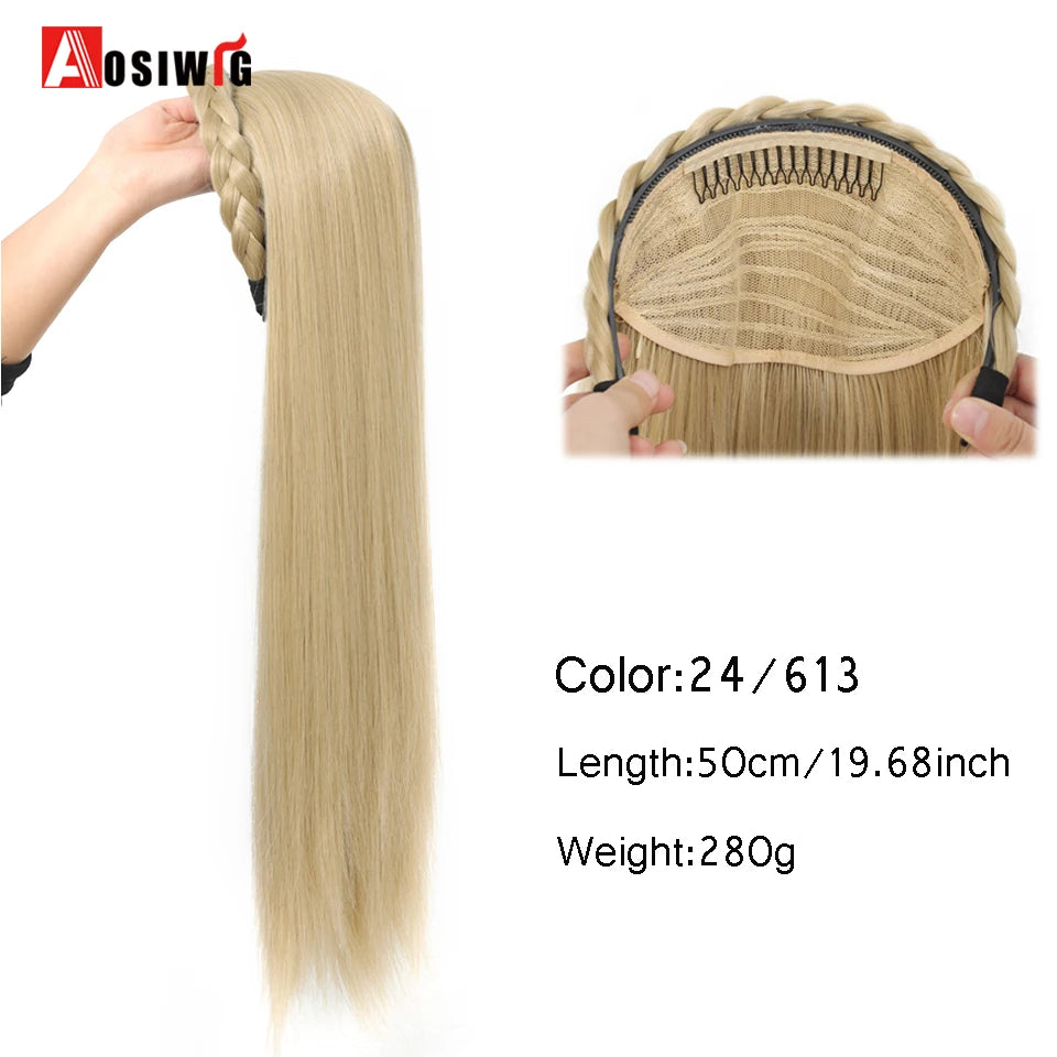 AOSIWIG Synthetic Long Curly Half Head Style Wig Heat Resistant Hair