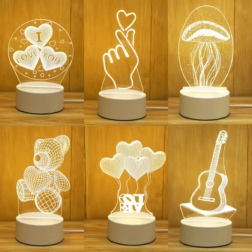 Romantic Love 3D Acrylic Led Lamp for Home 