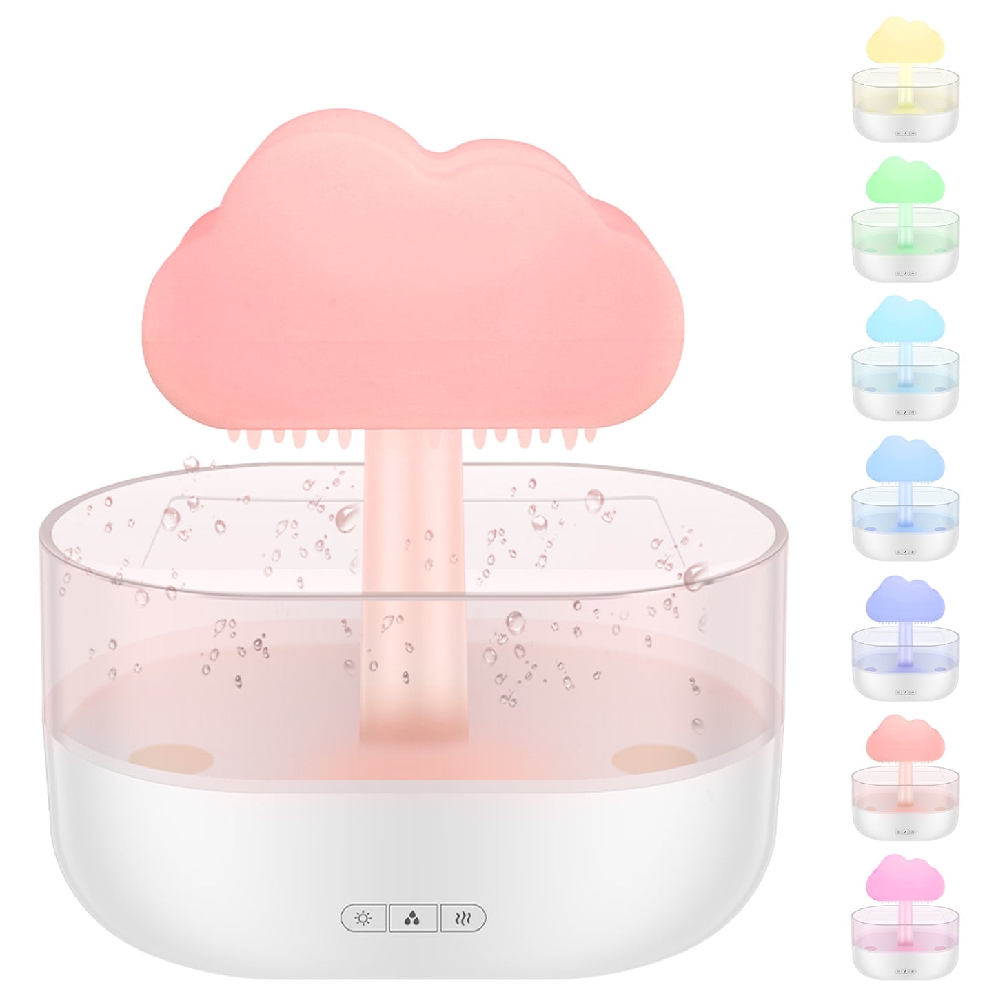 Rain Cloud Humidifier with 7-Color LED Lights and Aroma Diffuser, Timing Water Drip Waterfall Lamp (White)